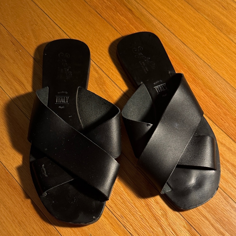 Seychelles Black Leather Flats